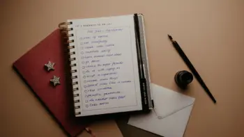 Counterproductive New Years Resolutions Written In Notebook